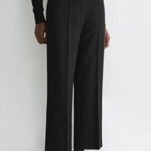 TOTEME Cropped pleated wool-twill flared pants, Black, Size 36, 100% wool
